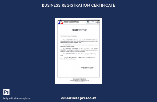 certificato di buona reputazione delle Filippine in stile verificato modello Wor